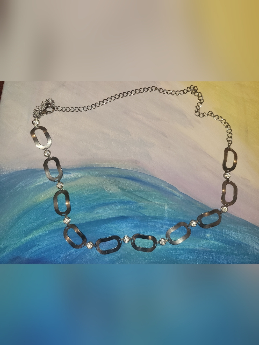 Silver Tone Rhinestone Chain Waist Belt - Picture 2 of 6